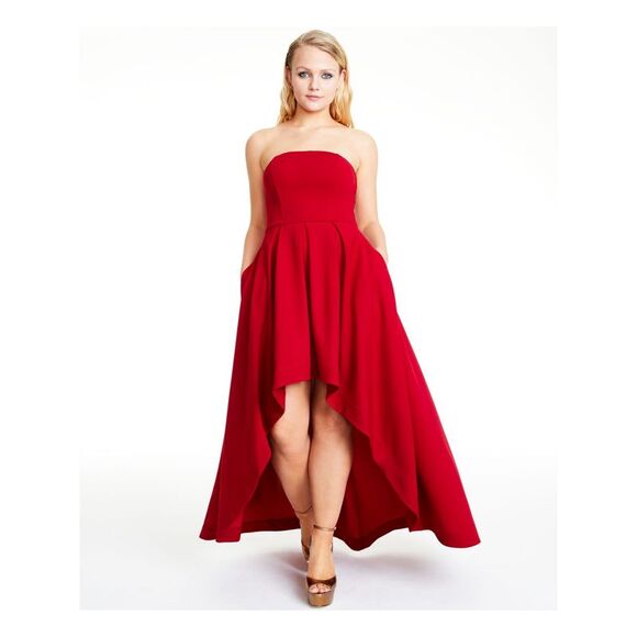 SPEECHLESS Womens Red Sleeveless Strapless Maxi Formal Hi-Lo Dress 1 - Picture 1 of 1